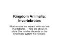 Kingdom Animalia: Invertebrates