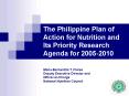 The Philippine Plan of Action for Nutrition and Its Priority Research Agenda for 20052010
