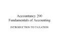 Accountancy 200 Fundamentals of Accounting