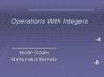 Operations With Integers