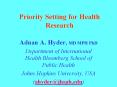 Priority Setting for Health Research