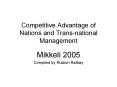 Competitive Advantage of Nations and Transnational Management