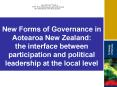 New Forms of Governance in Aotearoa New Zealand: the interface between participation and political l