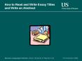 How to Read and Write Essay Titles and Write an Abstract