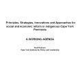 Principles, Strategies, Innovations and Approaches for social and economic reform in indigenous Cape