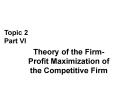 Theory of the Firm Profit Maximization of the Competitive Firm