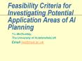 Feasibility Criteria for Investigating Potential Application Areas of AI Planning