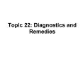 Topic 22: Diagnostics and Remedies