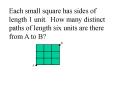 Each small square has sides of length 1 unit' How many distinct paths of length six units are there