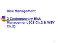 Risk Management 2 Contemporary Risk Management CS Ch'2