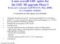 A new overall LHC optics for the LHC IR upgrade Phase I From new concepts LIUWG