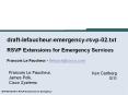 draft-lefaucheur-emergency-rsvp-02.txt  RSVP Extensions for Emergency Services Francois Le Faucheur - flefauch@cisco.com
