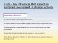 1'1'2a Key influences that impact on sustained involvement in physical activity