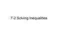 72 Solving Inequalities