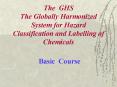 The GHS The Globally Harmonized System for Hazard Classification and Labelling of Chemicals