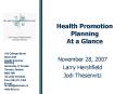 Health Promotion Planning At a Glance