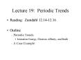 Lecture 19: Periodic Trends