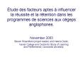 tude des facteurs aptes influencer la russite et la rtention dans les programmes de sciences aux cge