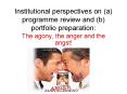 Institutional perspectives on a programme review and b portfolio preparation: