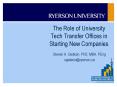 The Role of University Tech Transfer Offices in Starting New Companies