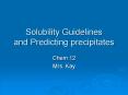 Solubility Guidelines and Predicting precipitates