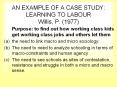 AN EXAMPLE OF A CASE STUDY: LEARNING TO LABOUR Willis, P. (1977)