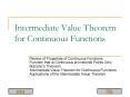 Intermediate Value Theorem for Continuous Functions