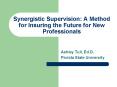Synergistic Supervision: A Method for Insuring the Future for New Professionals
