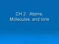 CH 2: Atoms, Molecules, and Ions