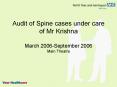 Audit of Spine cases under care of Mr Krishna March 2006September 2006 Main Theatre