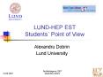 LUNDHEP EST Students Point of View
