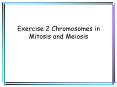 Exercise 2 Chromosomes in Mitosis and Meiosis