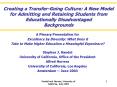 Creating a TransferGoing Culture: A New Model for Admitting and Retaining Students from Educationall