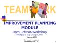 IMPROVEMENT PLANNING MODULE Data Retreat Workshop Developed by Judy K' Sargent, Ph'D'