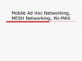 Mobile Ad Hoc Networking, MESH Networking, WiMAX