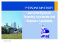 Welcome Ryerson Teaching Assistants and Graduate Assistants