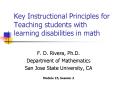 Key Instructional Principles for Teaching students with learning disabilities in math