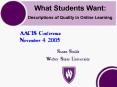 What Students Want: Descriptions of Quality in Online Learning