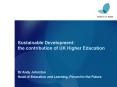 Sustainable Development: the contribution of UK Higher Education