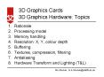 3D Graphics Hardware: Topics