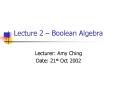 Lecture 2 Boolean Algebra
