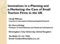 Innovations in ePlanning and eMarketing: the Case of Small Tourism Firms in the UK