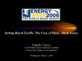Setting Rural Tariffs: The Case of Peru Main Issues
