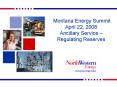 Montana Energy Summit April 22, 2008 Ancillary Service Regulating Reserves