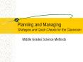 Planning and Managing Strategies and Quick Checks for the Classroom