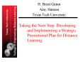 Taking the Next Step: Developing and Implementing a Strategic Promotional Plan for Distance Learning