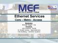 Ethernet Services Core Metro Access