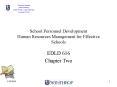 School Personnel Development Human Resources Management for Effective Schools