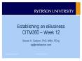 Establishing an eBusiness CITM360 Week 12