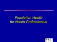 Population Health for Health Professionals